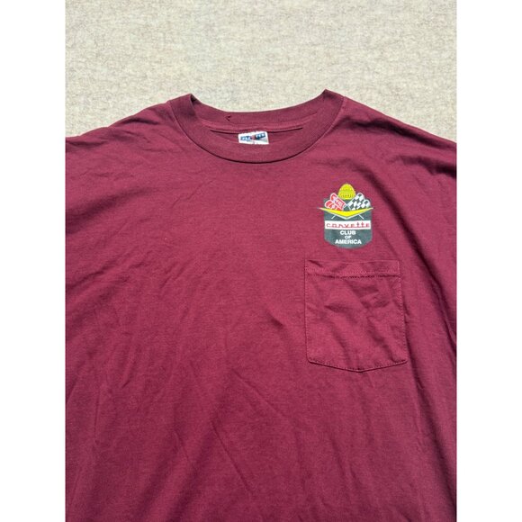 Corvette Club Of America Red Short Sleeve Crewneck Pocket T-Shirt Men's XL - Picture 2 of 8